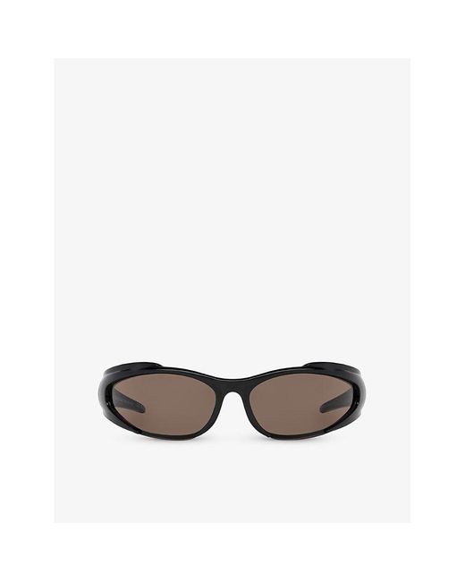 Balenciaga Black Bb0253s Wraparound-frame Acetate Sunglasses
