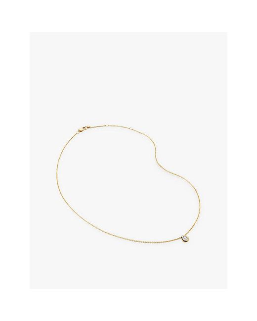 Monica Vinader White Solitaire Pear 18Ct-Plated Vermeil Sterling- And 0.06Ct Lab-Grown Diamond Necklace