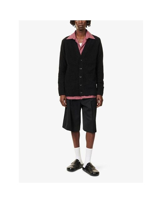 The Elder Statesman Black Relaxed-Fit V-Neck Cashmere Cardigan for men