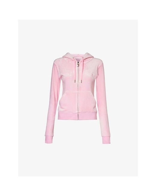 Juicy Couture Pink Robertson Logo-embroidered Velour Hoody
