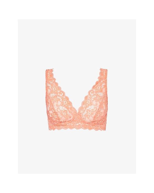 Hanro Pink Moments Plunge-neck Stretch-lace Bra