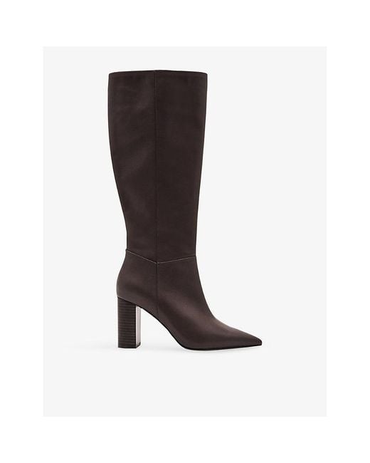 Reiss Brown Bianca Heeled Leather Knee-High Boots