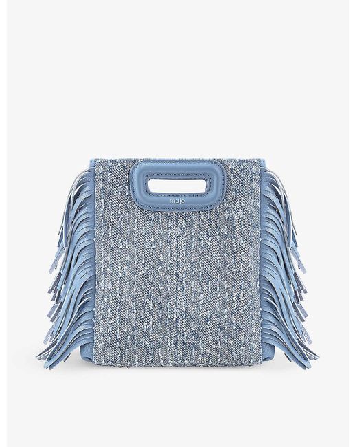 Maje Blue Mini M Tassel-embellished Denim Cross-body Bag