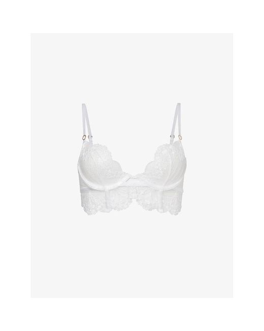 Bluebella White Marisa Floral-embroidery Lace Bra