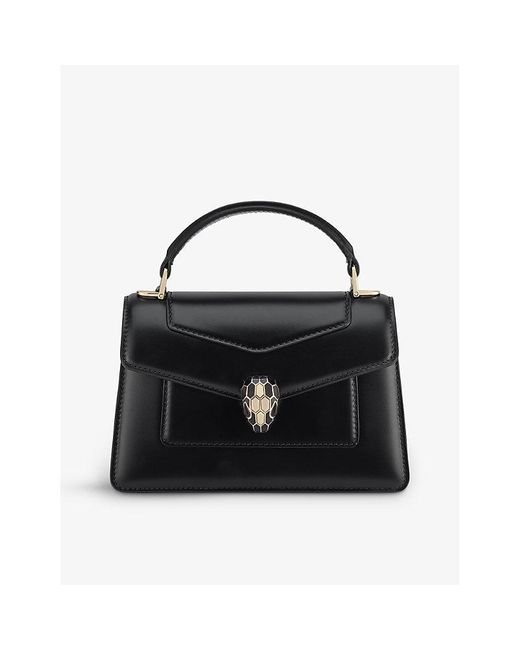 BVLGARI Serpenti Forever Leather Top Handle Bag in Black Lyst UK