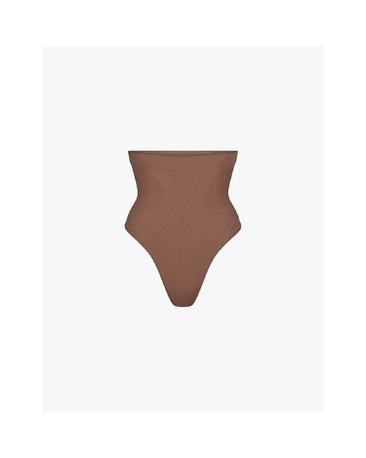 Skims Brown Seamless Sculpt High-Rise Stretch-Woven Thong