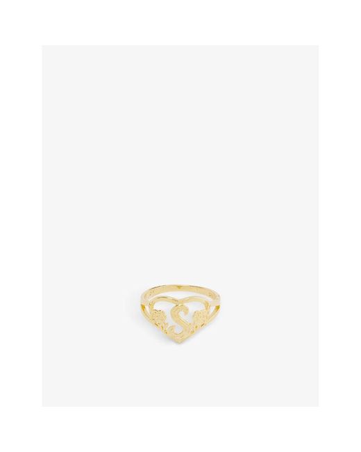 The M Jewelers The Cutout Flower Heart Letter S ct Yellow