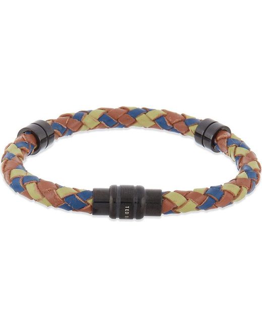 Ted Baker Brown Woven Leather Bracelet for men