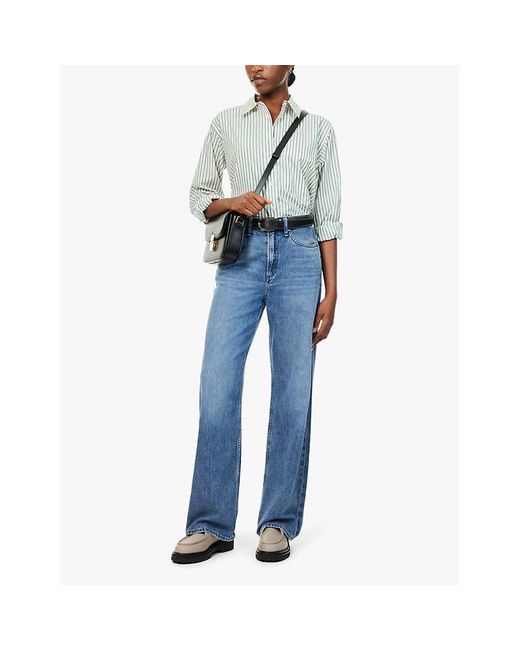 Rag & Bone Blue Featherweight Logan Wide-Leg Mid-Rise Denim-Blend Jeans