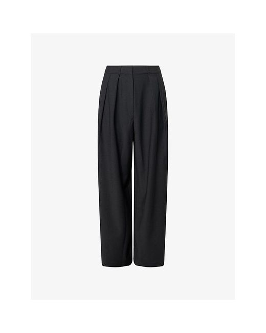 Frankie Shop Black Ripley Pleated Stretch-Woven Trousers