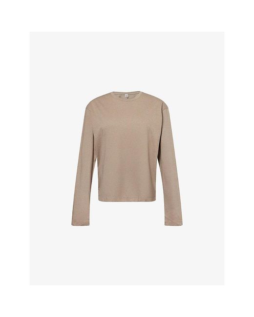 Totême  Natural Relaxed-Fit Long-Sleeves Cotton And Cashmere T-Shirt
