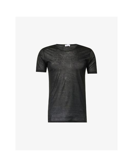 Zimmerli of Switzerland Black Royal Classic Semi-Sheer Cotton-Jersey T-Shirt for men