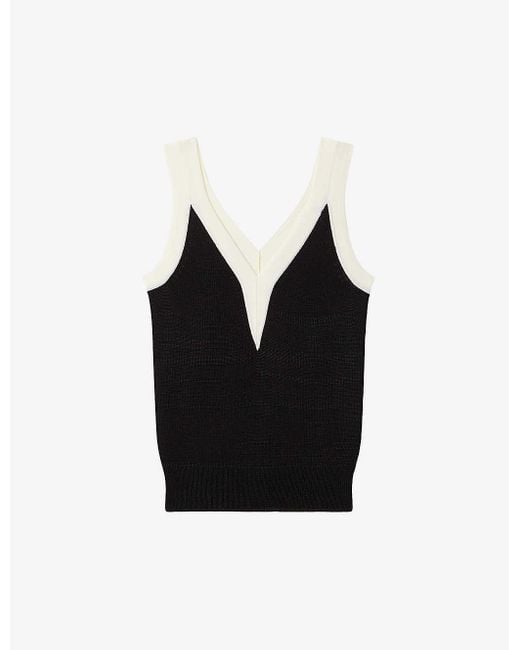 Reiss Black Tessa Colour-blocked Knitted Vest