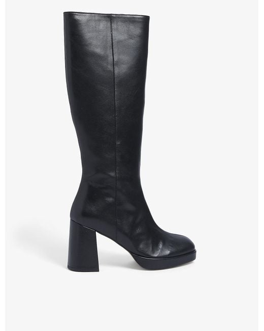 Musier Paris Black Knee-length Block-heel Leather Boots
