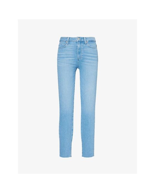 PAIGE Blue Margot Raw-hem Skinny-leg Mid-rise Denim-blend Jeans