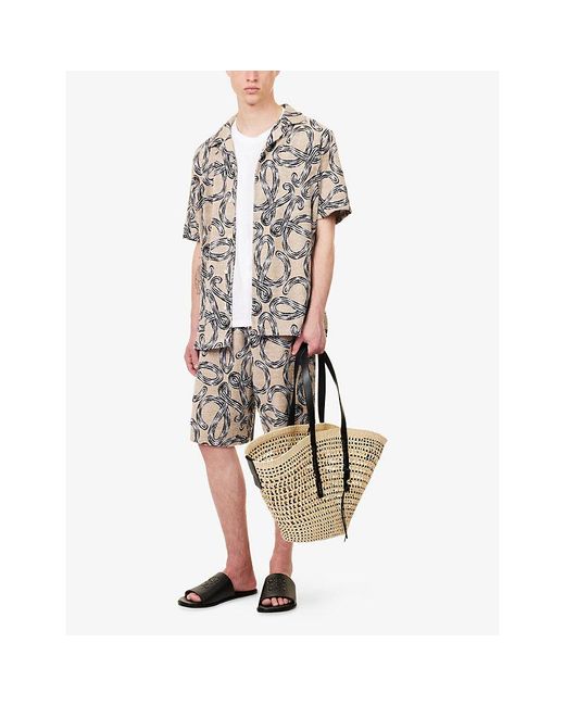 Loewe Gray X Paula's Ibiza Monogram-Print Cotton-Terry Shorts for men