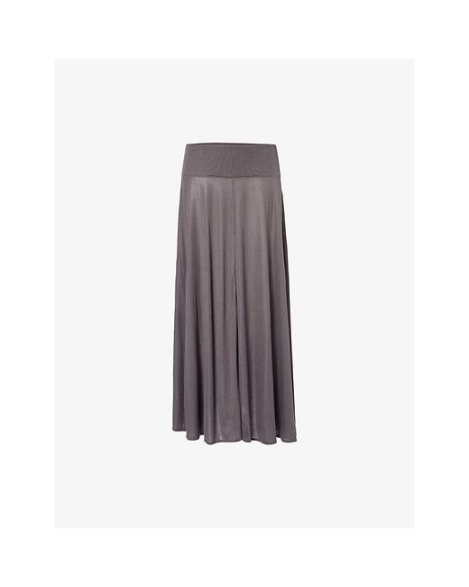 St. Agni Brown Gathered-Pleat Low-Waist Jersey Maxi Skirt