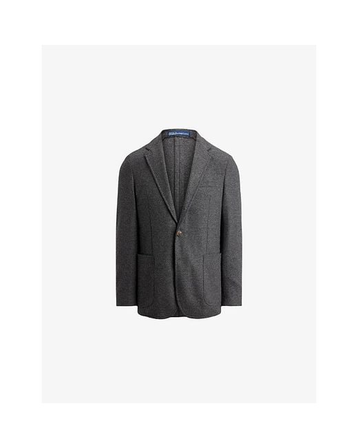 Polo Ralph Lauren Gray Soft Modern Fit Knit Wool-Blend Flannel Jacket for men