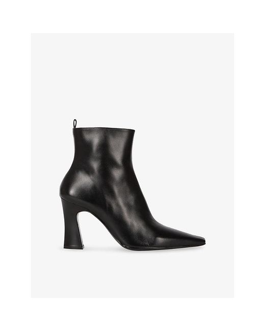 The Kooples Black Pointed-Toe Leather Heeled Ankle Boots