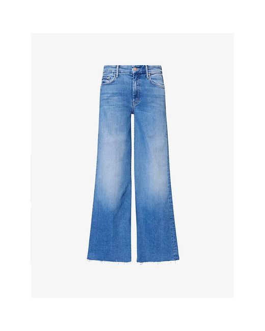 Mother Blue The Roller Fray Flared Stretch-Denim Blend Jeans