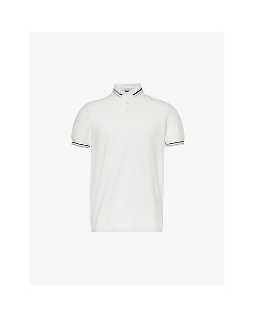 Emporio Armani White Branded-collar Regular-fit Cotton Polo Shirt for men