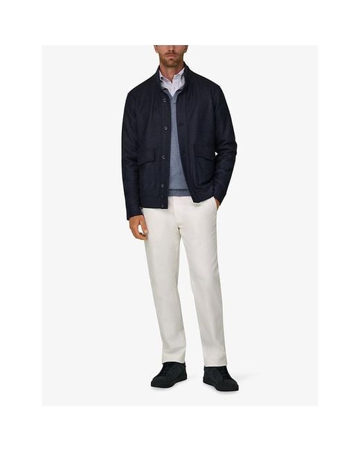 Boggi Blue Flap-Pocket Regular-Fit Wool Jacket for men
