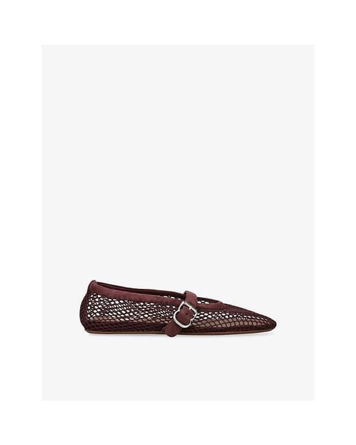 Alaïa Brown Ballerina Mesh Faux-Leather Ballet Flats