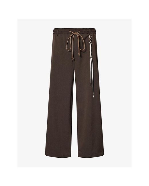 Song For The Mute Brown Wide-Leg Relaxed-Fit Woven Trousers for men