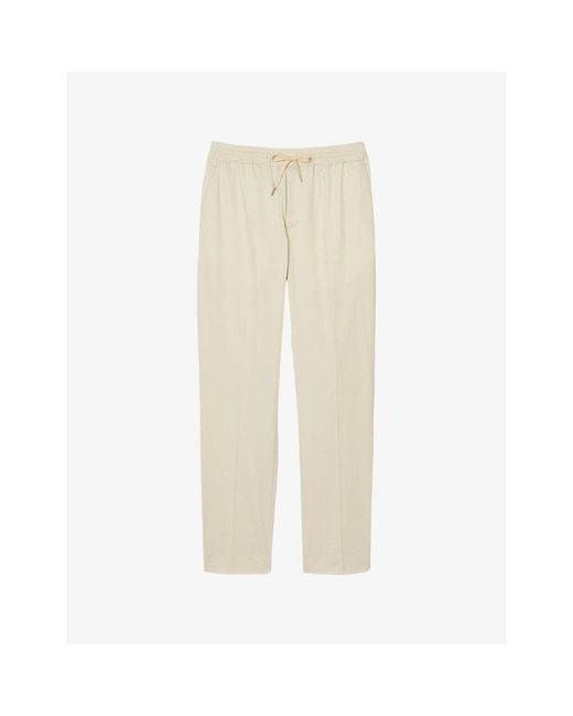 Sandro Natural Tapered Drawstring-Waist Stretch-Cotton Blend Trousers for men