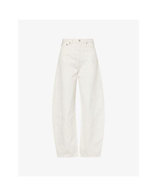 Agolde White Luna High-Rise Pieced Tapered-Leg Denim Jeans