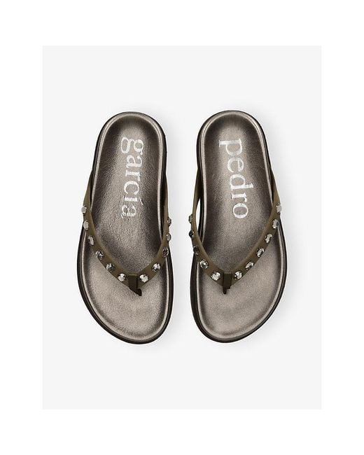 Pedro Garcia Green Devika Satin Sandals