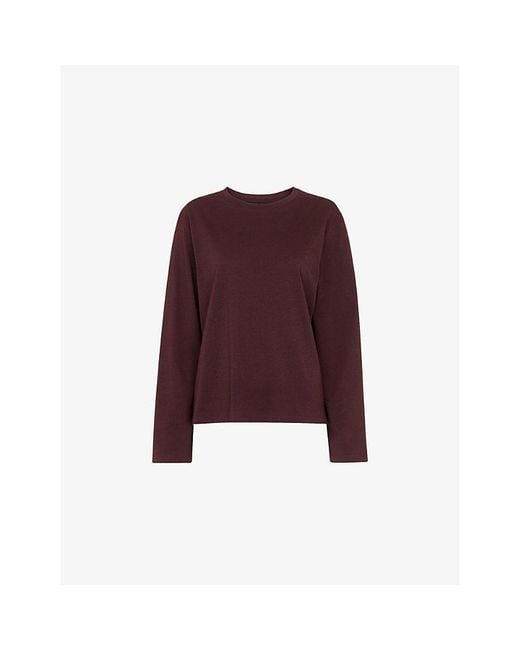 Whistles Red Relaxed-Fit Long-Sleeve Cotton T-Shirt