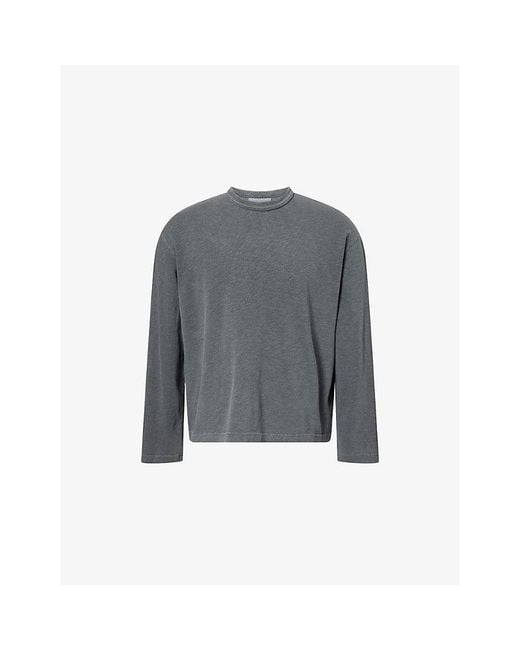 MKI Miyuki-Zoku Gray Slub Long-Sleeve Cotton T-Shirt for men