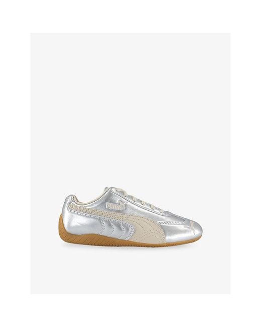 PUMA White Speedcat Og Metallic Leather Trainers