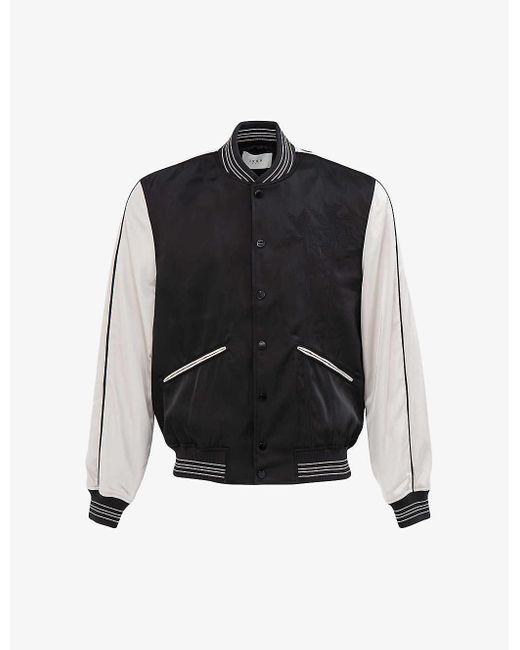 IKKS Black Embroidered Ribbed-trim Stretch-jersey Varsity Jacket X for men