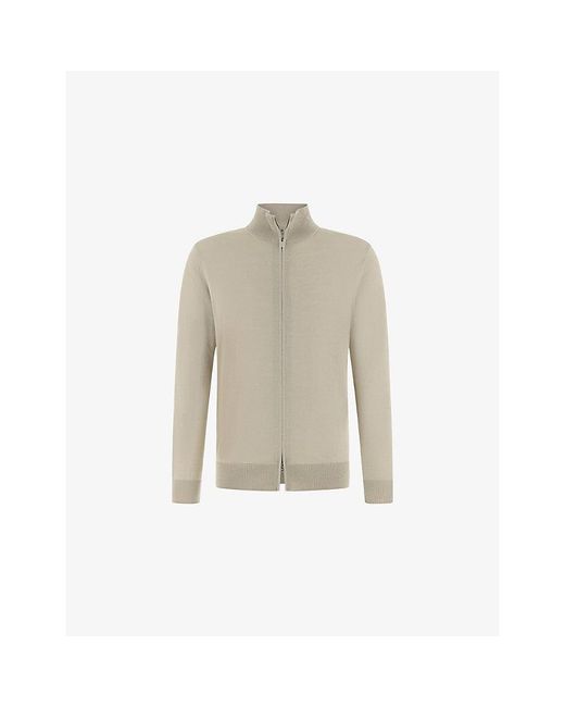 Boggi Natural Superfine Wool Knit Full-Zip Jumper for men