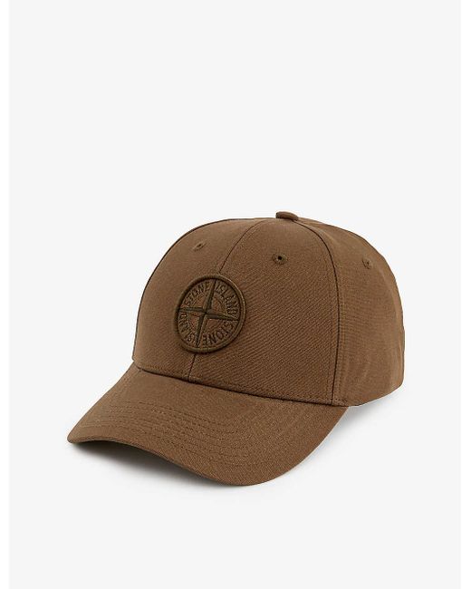 Stone Island Brown Logo-embroidered Cotton-canvas Cap for men