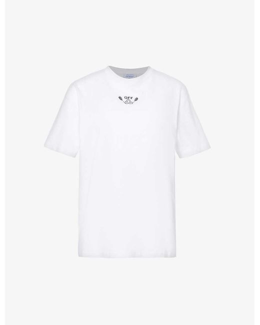 Off-White c/o Virgil Abloh White Off- C/o Virgil Abloh Bandana Arrow Brand-embroidered Cotton-jersey T-shirt