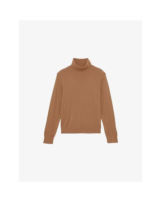 Reiss Brown Wendy Roll-Neck Wool Jumper