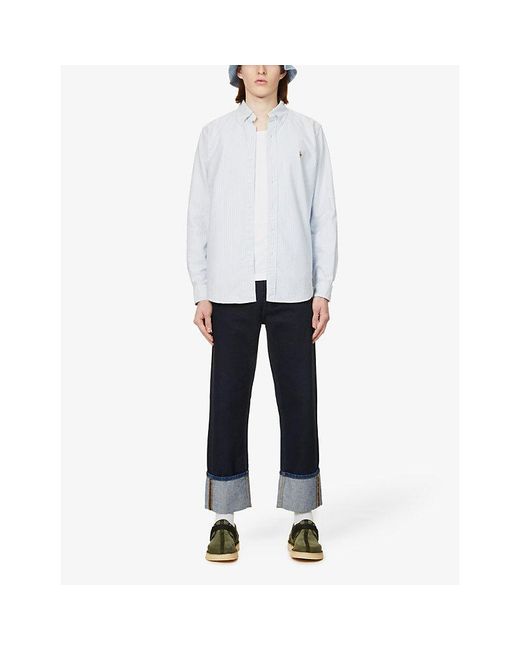 Polo Ralph Lauren White Long-Sleeved Button-Down Custom-Fit Cotton Oxford Shirt for men