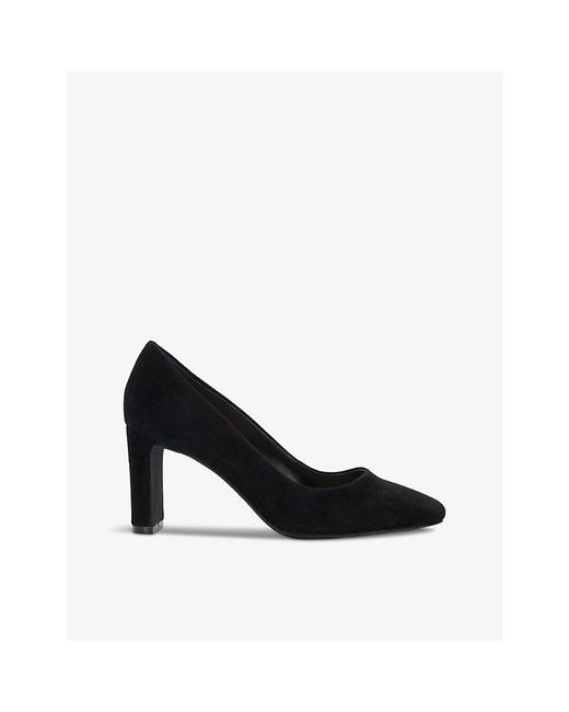 Dune Black Arriving Closed-Toe Suede Heeled Courts