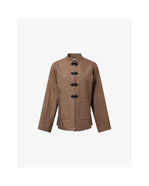 RÓHE Frames Brown Pankou Knotted Linen Jacket