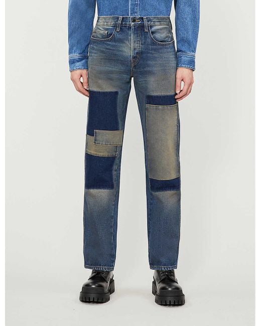 Reese Cooper Blue Patchwork Straight-fit Jeans for men
