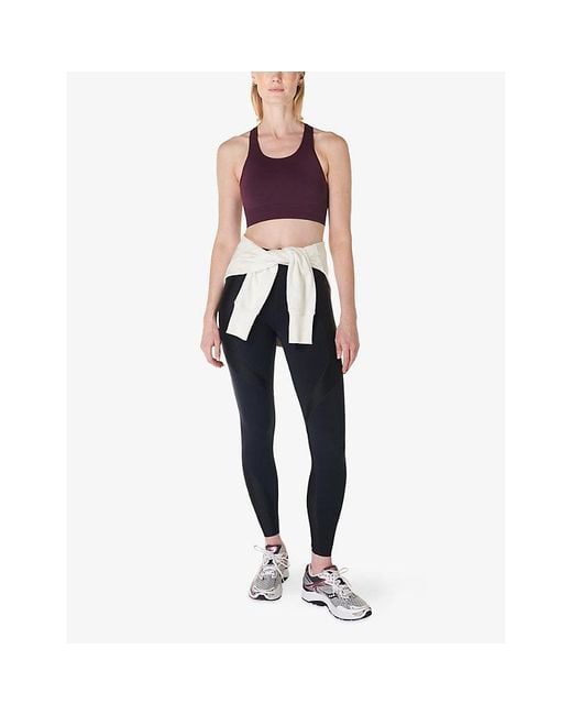 Sweaty Betty Purple Stamina Soft-Cup Stretch-Woven Sports Bra