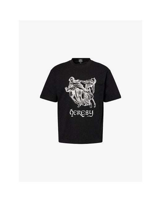 Heresy Black Heretic Graphic-Print Cotton T-Shirt for men