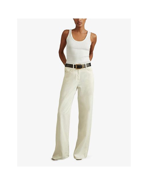 Reiss White Ribbed Stretch-Cotton Vest