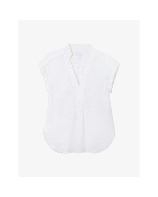 The White Company White The Company V-neck Relaxed-fit Linen Shirt