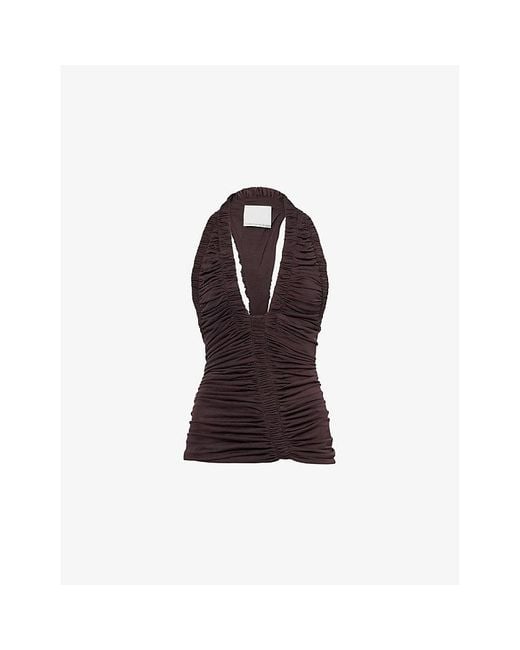 Christopher Esber Purple Orion Draped Woven Top