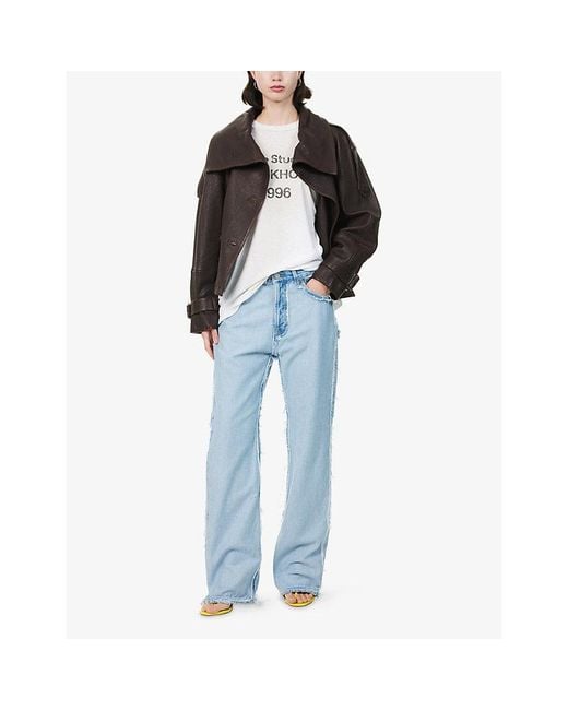 Acne Black Laris Double-Breasted Leather Jacket