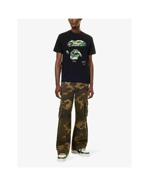 A Bathing Ape Black Abc Camo Ape Face Graphic Cotton-Jersey T-Shirt for men
